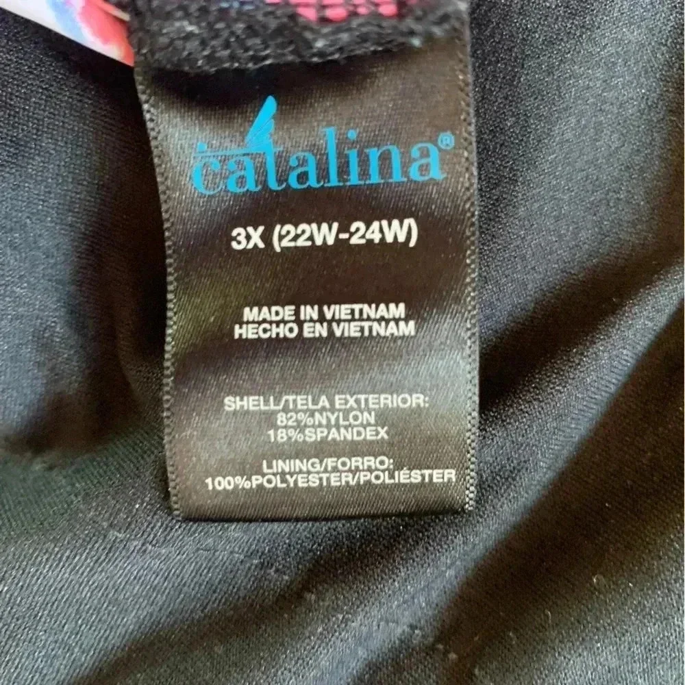 Catalina Tankini Swim Top 3X 22W 24W Cross Front Tropical Flower Swimsuit Halter